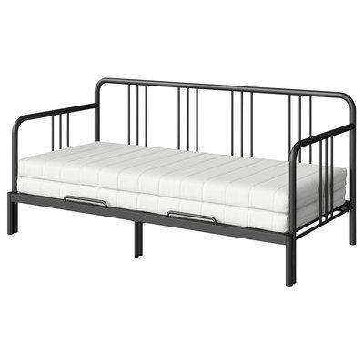 FYRESDAL Кушетка з 2 матрацами, чорний/&Aring;fj&auml;ll середньої жорсткості, 80x200 см 095.214.68 фото