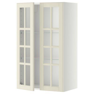 METOD Напівстінка/2 скляні двері, білий/Бодбін кремовий, 60х100 см 493.949.82 фото