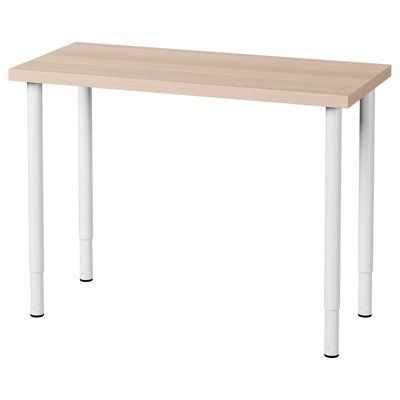 LINNMON/OLOV / OLOV Письмовий стіл, імітація білого дуба/білий, 100x45 см 895.902.31 фото