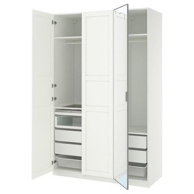 PAX/KAMMARTORP/TYSSEDAL Гардероб комбінований - біле/біле дзеркало 150x60x236 см 495.725.64 фото