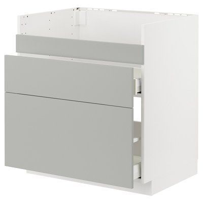 METOD/MAXIMERA Тумба під раковину HAVSEN/3 шт./2 шт., білий/Havstorp світло-сірий, 80x60 см 695.393.47 фото