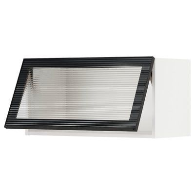 METOD Шостий рівень/дверне скло, біле/антрацитове рифлене скло Hejsta, 80x40 см 594.906.76 фото