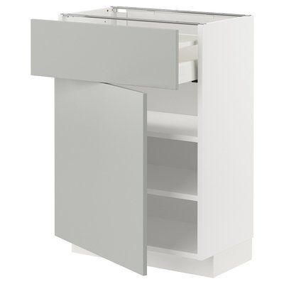 METOD/MAXIMERA Тумба з дверцятами, білий/Havstorp світло-сірий, 60x37 см 095.387.32 фото