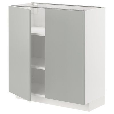 METOD Нижня шафа/полиці/2 дверцята, білий/Havstorp світло-сірий, 80x37 см 395.387.97 фото