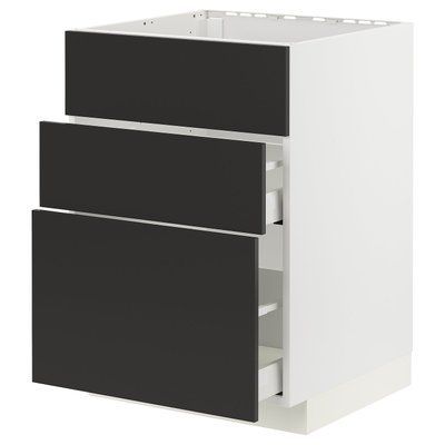 METOD/MAXIMERA Sz stj zl+3fr/2sz, білий/Nickebo матовий антрацит, 60x60 см 094.986.89 фото