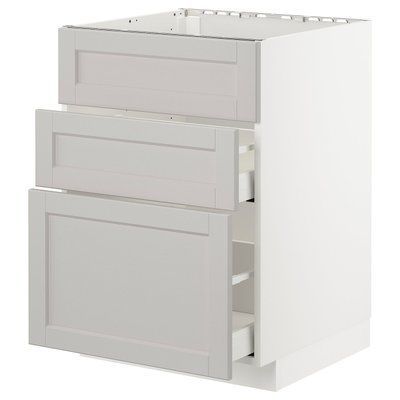METOD/MAXIMERA Sz stj zl+3fr/2sz, білий/Lerhyttan світло-сірий, 60x60 см 992.743.69 фото