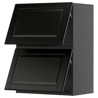METOD Навісна шафа, 2 дверцята, чорно-сірий/Бодбін чорний, 60x80 см 095.880.10 фото