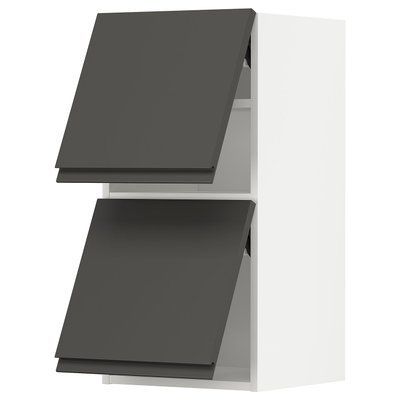 METOD Шафа настінна, рівень, 2 двері, білий/Voxtorp темно-сірий, 40x80 см 393.930.54 фото