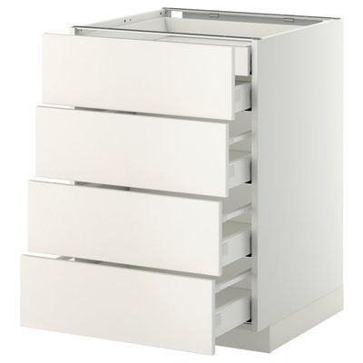 METOD/MAXIMERA Sz stj 4fr/2n/3śr sz, білий/Veddinge білий, 60x60 см 099.159.03 фото