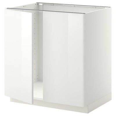 METOD Тумба під раковину/2 двері, білий/Ringhult білий, 80x60 см 494.618.77 фото