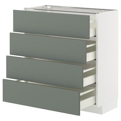 METOD/MAXIMERA Sza st 4fr/4szu - білий/Nickebo матовий сіро-зелений 80x37 см 695.663.88 фото
