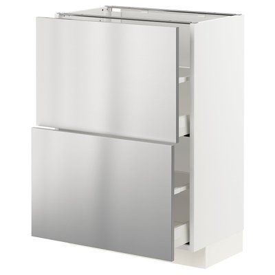 METOD/MAXIMERA Шафа/2 шухляди, білий/V&aring;rsta нержавіюча сталь, 60x37 см 293.299.59 фото