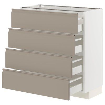 METOD/MAXIMERA Sza st 4fr/4sz, білий/Uppl&ouml;v матовий темно-бежевий, 80x37 см 594.924.87 фото