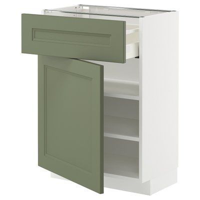 METOD/MAXIMERA Ящик/дверцята нижньої шафи - білий/Axstad сіро-зелений 60x37 см 895.182.59 фото