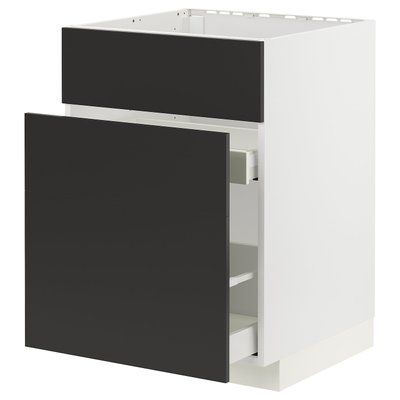 METOD/MAXIMERA Sz stj zl+3fr/2sz, білий/Nickebo матовий антрацит, 60x60 см 494.976.02 фото