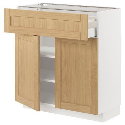METOD/MAXIMERA Нижня шафа/2 дверцята, білий/дуб форсбакка, 80x37 см 195.092.96 фото