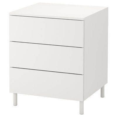 PLATSA Комод, 3 шухляди, білий/білий Фоннес, 60x57x73 см 492.772.47 фото