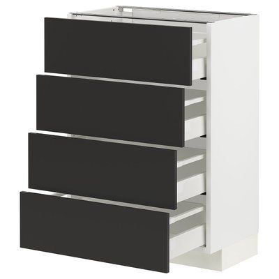 METOD/MAXIMERA Sza st 4fr/4sz, білий/Nickebo матовий антрацит, 60x37 см 594.981.73 фото
