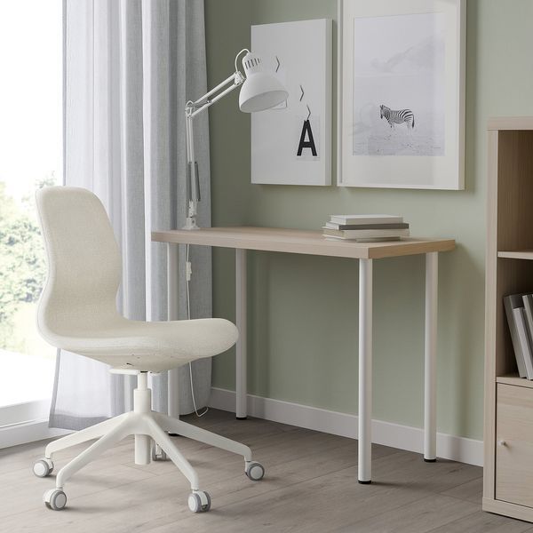 LINNMON/ADILS / Стіл ADILS, імітація дуба, біла тонована/білий, 100x45 см 695.902.27 фото