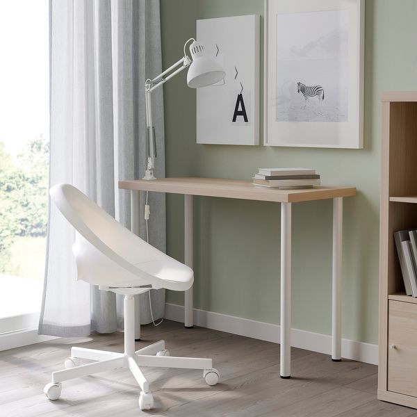 LINNMON/ADILS / Стіл ADILS, імітація дуба, біла тонована/білий, 100x45 см 695.902.27 фото