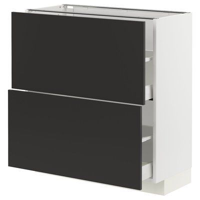 METOD/MAXIMERA Нижня шафа з 2 ящиками, білий/Nickebo матовий антрацит, 80x37 см 794.979.69 фото
