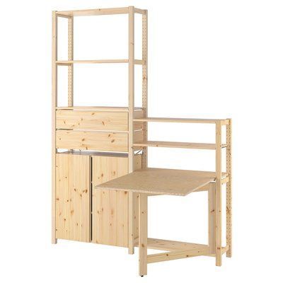 IVAR 2с/шафа з розкладним столом, сосна, 175х30х226 см. 594.702.11 фото