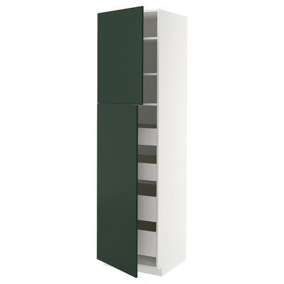 METOD/MAXIMERA Висока шафа 2 дверцята/4 шухляди, білий/Havstorp темно-зелений, 60x60x220 см 695.568.36 фото