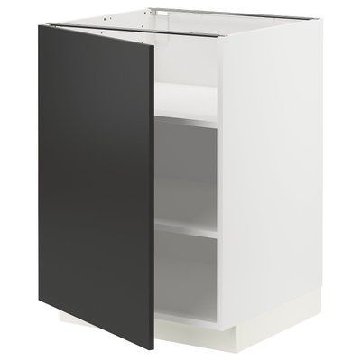 METOD Нижня шафа/полиці, білий/Nickebo матовий антрацит, 60x60 см 994.989.01 фото