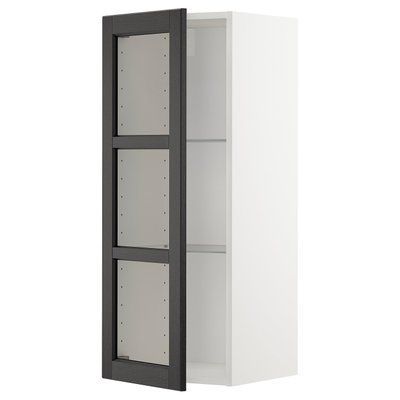 METOD Напівстінка/скляні двері, білий/чорний лерхітан, 40x100 см 594.591.38 фото