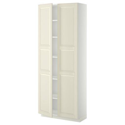 METOD Висока шафа/полиці, білий/Bodbyn cream, 80x37x200 см 194.693.80 фото