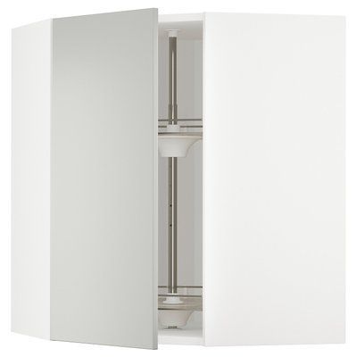 METOD Навісна кутова шафа з каруселлю, білий/Havstorp світло-сірий, 68x80 см 795.386.01 фото