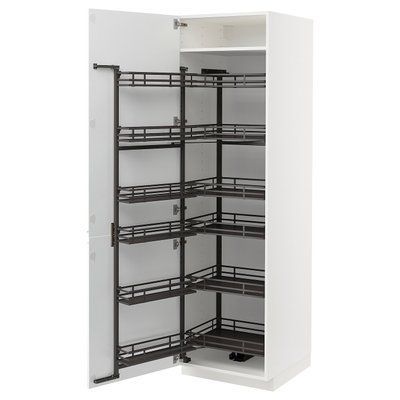 METOD Висока шафа з висувною коморою, білий/Voxtorp матово-білий, 60x60x200 см 494.720.41 фото