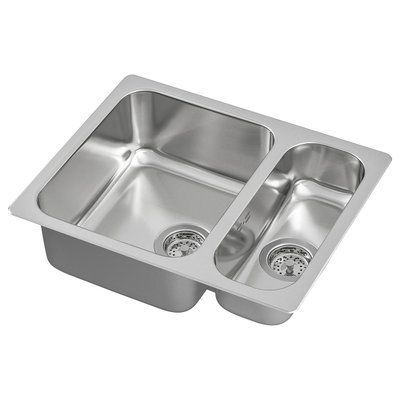 HILLESJ&Ouml;N Мийка 1,5 чаші, вбудована, нержавіюча сталь, 58х46 см 491.406.31 фото