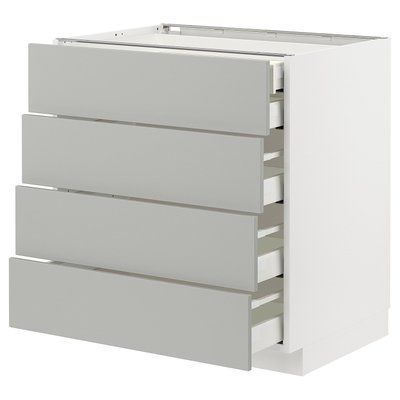 METOD/MAXIMERA Sza stj 4fr/2n/3śr szu, білий/Havstorp світло-сірий, 80x60 см 995.385.82 фото