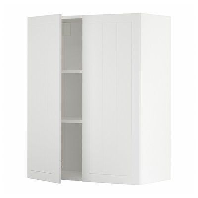METOD Навісна шафа з полицями/2 дверцята, білий/Stensund білий, 80x100 см 494.626.88 фото