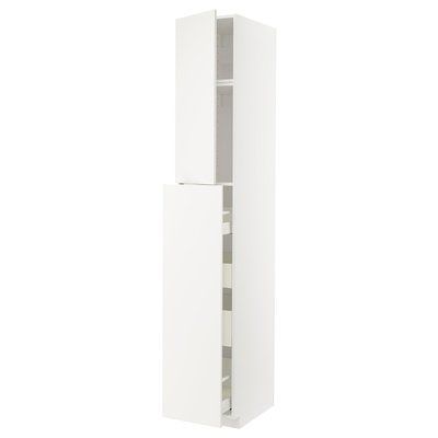 METOD/MAXIMERA Висока шафа 1/4 дверцята, білий/Veddinge білий, 40x60x240 см 994.695.93 фото