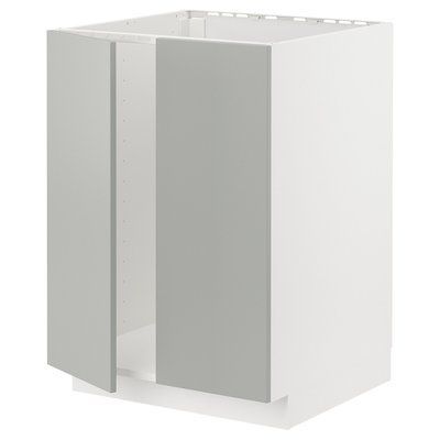 METOD Тумба під раковину/2 двері, білий/Havstorp світло-сірий, 60x60 см 895.384.03 фото
