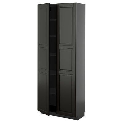 METOD Висока шафа/полиці, чорно-сірий/Бодбін чорний, 80x37x200 см 595.877.58 фото