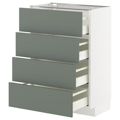 METOD/MAXIMERA Sza st 4fr/4szu - білий/Nickebo матовий сіро-зелений 60x37 см 095.659.52 фото