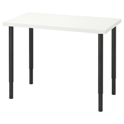 LINNMON/OLOV Письмовий стіл, білий/чорний, 100х60 см 794.161.95 фото