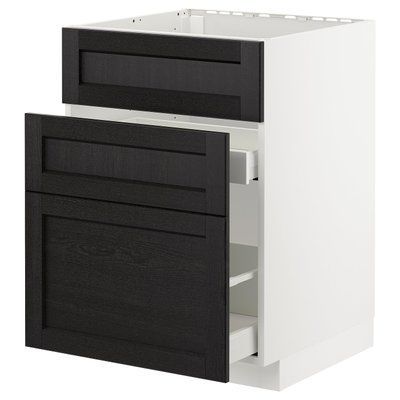 METOD/MAXIMERA Sz stj zl+3fr/2sz, білий/Lerhyttan фарбований чорний, 60x60 см 192.572.22 фото