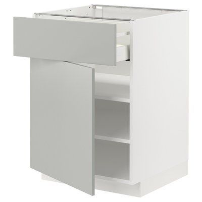 METOD/MAXIMERA Шафа стояча з дверцятами, білий/Havstorp світло-сірий, 60x60 см 695.380.17 фото