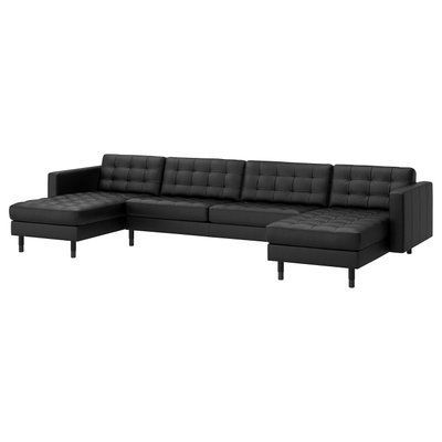 LANDSKRONA Диван 5-місний з шезлонгами Grann/Bomstad black/wood/black 894.442.30 фото