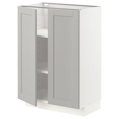 METOD Нижня шафа/полиці/2 дверцята, білий/Lerhyttan світло-сірий, 60x37 см 994.600.50 фото
