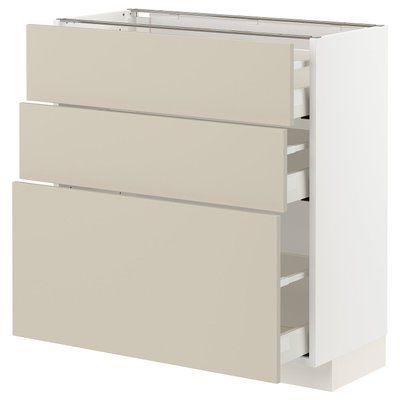 METOD/MAXIMERA Нижня шафа з 3 ящиками, білий/бежевий Havstorp, 80x37 см 294.267.43 фото