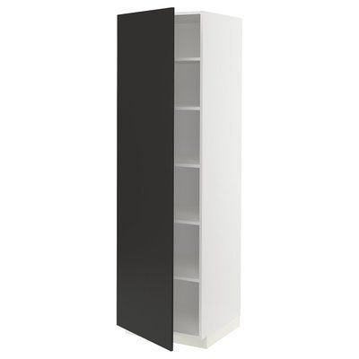 METOD Висока шафа/полиці, білий/Nickebo матовий антрацит, 60x60x200 см 794.986.43 фото