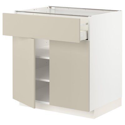 METOD/MAXIMERA Нижня шафа/2 двері, білий/Havstorp бежевий, 80x60 см 394.627.35 фото