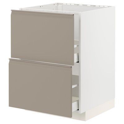 METOD/MAXIMERA Sz stj zl+2fr/2sz, білий/Uppl&ouml;v матовий темно-бежевий, 60x60 см 094.924.42 фото