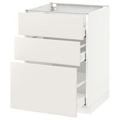 METOD/MAXIMERA Нижня шафа з 3 шухлядами, білий/білий Veddinge, 60x60 см 890.496.68 фото