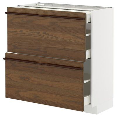 METOD/MAXIMERA Нижня шафа 2fr/3sz - білий/Stensta темно-коричневий ясеневий шпон 80x37 см 995.746.50 фото